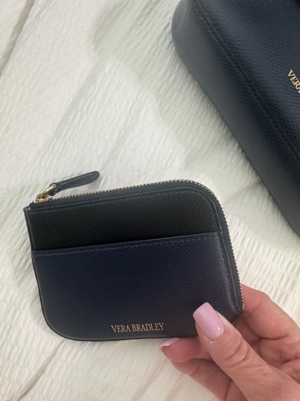 Vera Bradley Navy and Black Pebbled Leather Crossbody - Picture 5 of 11